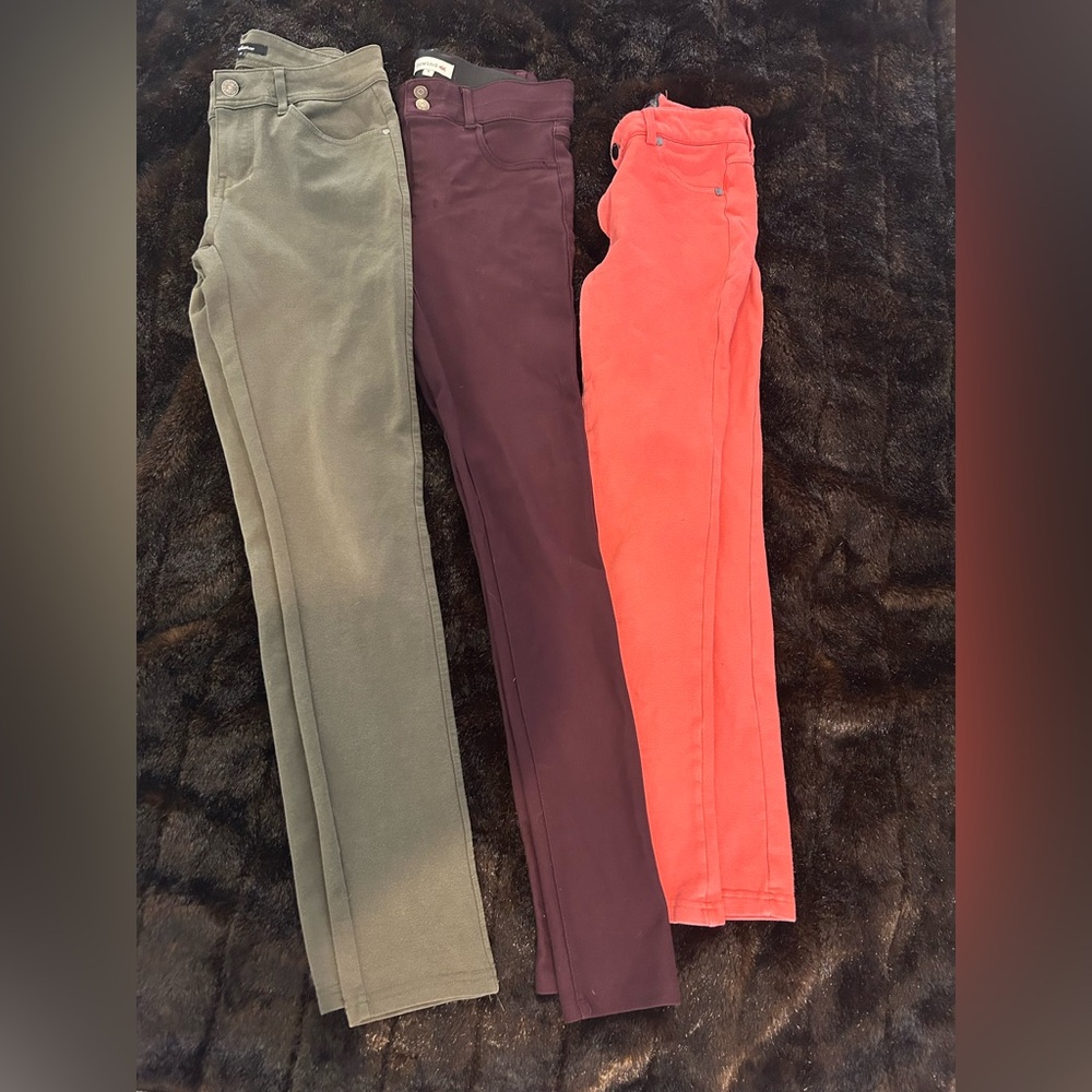 Lot of 3 Women’s Skinny Pants Size Small | Green, Purple & Peach